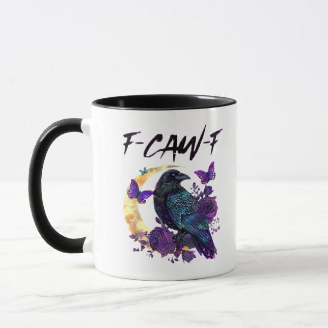 Crow F-Caw-F Funny Bird F-Caw-F Moon Gothic Adult Mug (Left)