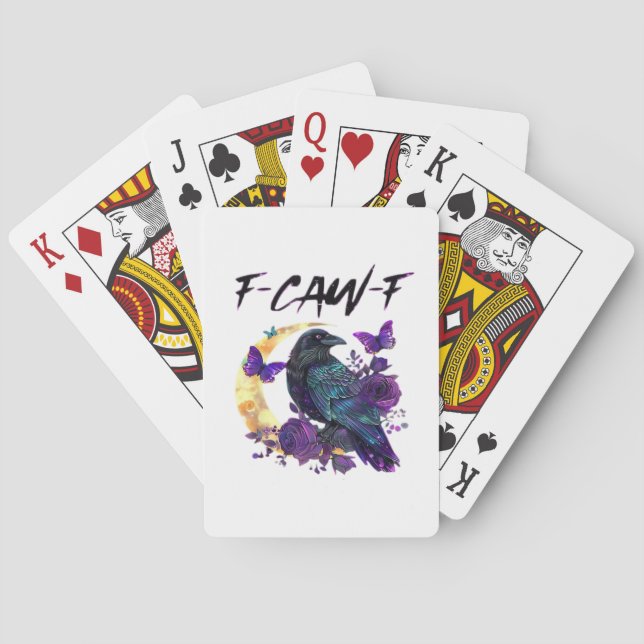 Crow F-Caw-F Funny Bird F-Caw-F Moon Gothic Adult Playing Cards (Back)