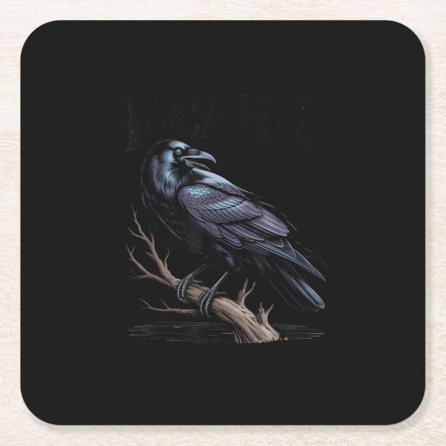 Crow, F-Caw-F Funny Bird Funny Quote Square Paper Coaster (Front)