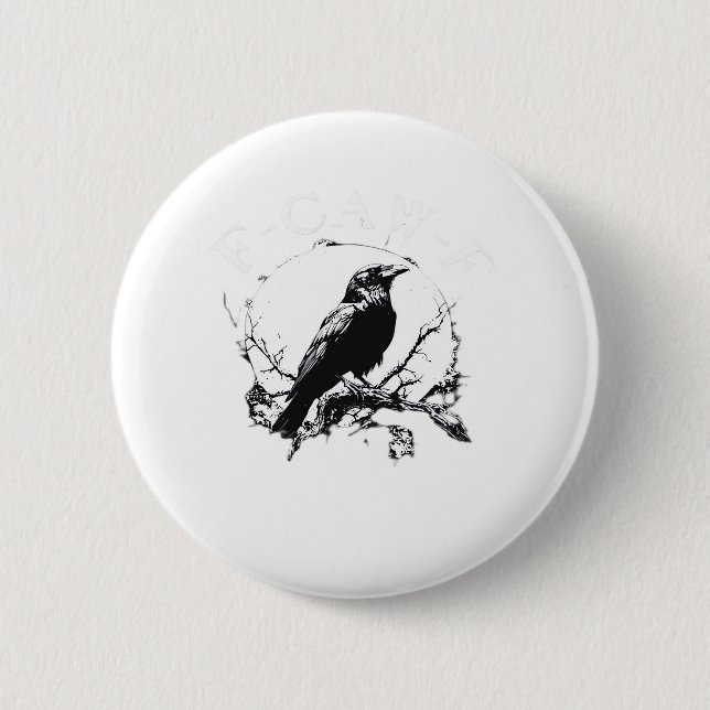 Crow, F-Caw-F Funny Bird Funny Trendy 6 Cm Round Badge (Front)