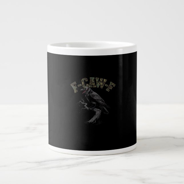 Crow F-Caw-F Funny Bird Large Coffee Mug (Front)