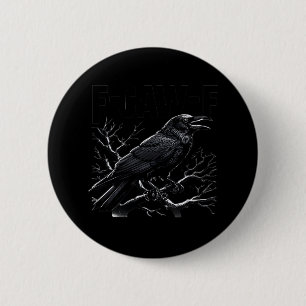 Crow, F-Caw-F Funny Bird Minimal Clean 6 Cm Round Badge