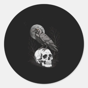 Crow, F-Caw-F Funny Bird Moon Gothic Adult Humor C Classic Round Sticker