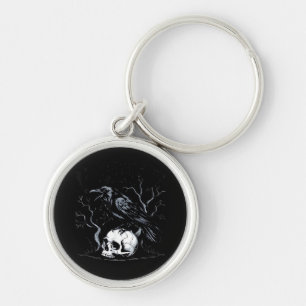 Crow, F-Caw-F Funny Bird Moon Gothic Adult Humor Key Ring