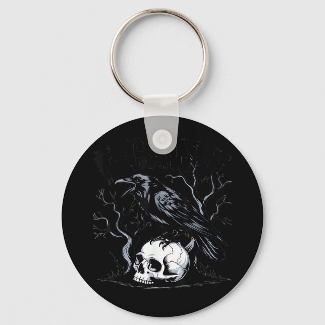 Crow, F-Caw-F Funny Bird Moon Gothic Adult Humor Key Ring (Front)