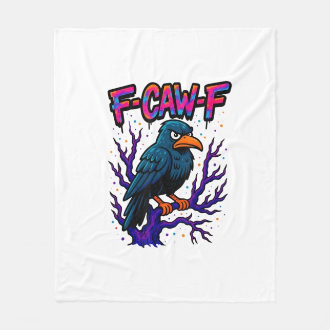 Crow, F-Caw-F Funny Bird Moon Gothic Adult Humor M Fleece Blanket (Front)