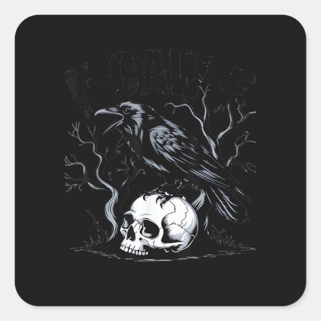 Crow, F-Caw-F Funny Bird Moon Gothic Adult Humor Square Sticker (Front)