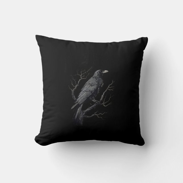 Crow, F-Caw-F Funny Bird Moon Gothic Adult Humor T Cushion (Front)