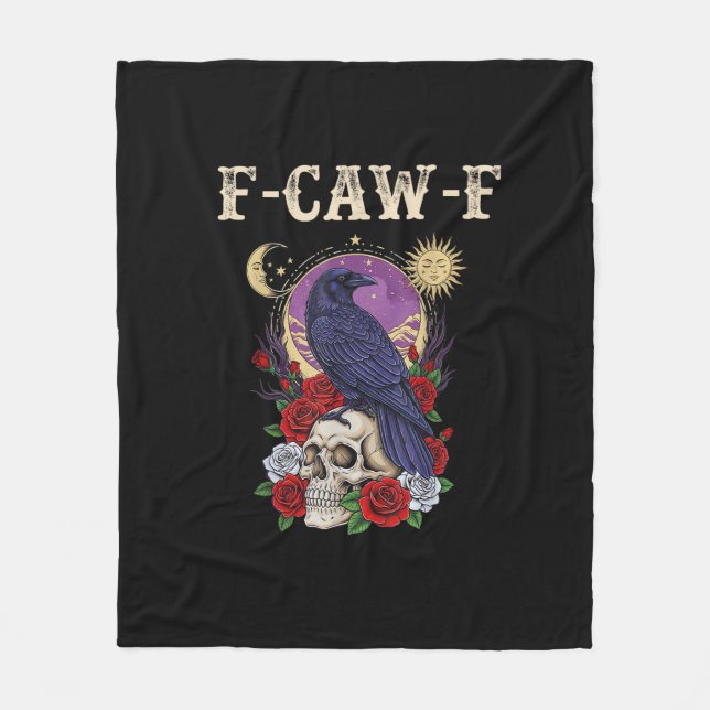 Crow F-Caw-F Funny Bird Moon Gothic Adult Humor Vi Fleece Blanket (Front)