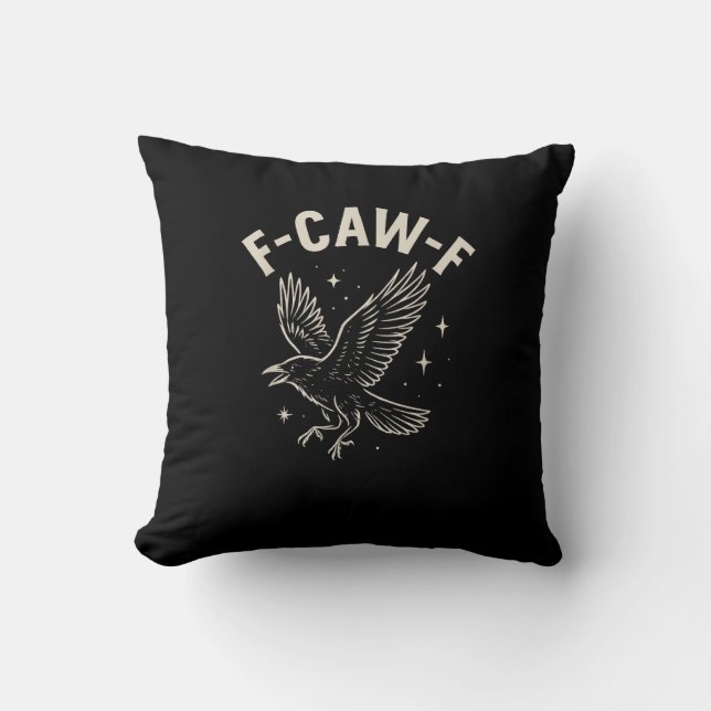 Crow F-Caw-F Funny Bird Moon Gothic Adult Humour C Cushion (Front)