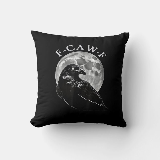 Crow F-Caw-F Funny Bird Moon Gothic Adult Humour C Cushion (Front)