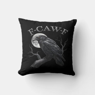 Crow F-Caw-F Funny Bird Moon Gothic Adult Humour C Cushion
