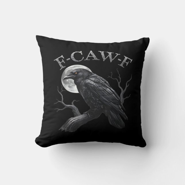 Crow F-Caw-F Funny Bird Moon Gothic Adult Humour C Cushion (Front)