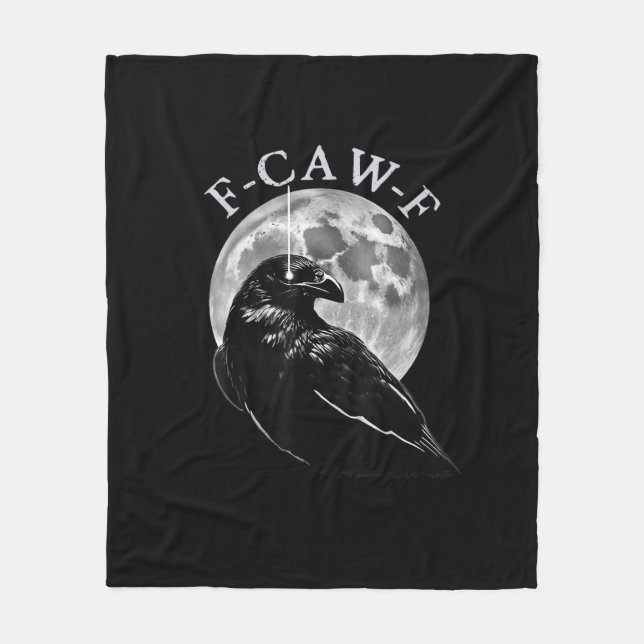 Crow F-Caw-F Funny Bird Moon Gothic Adult Humour C Fleece Blanket (Front)