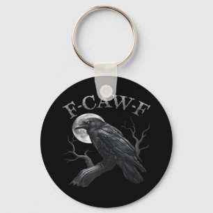 Crow F-Caw-F Funny Bird Moon Gothic Adult Humour C Key Ring