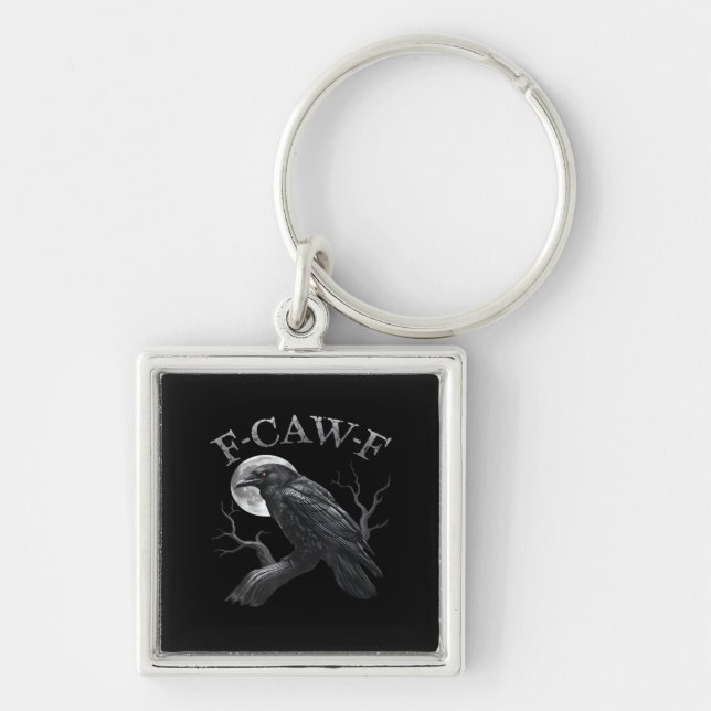 Crow F-Caw-F Funny Bird Moon Gothic Adult Humour C Key Ring (Front)