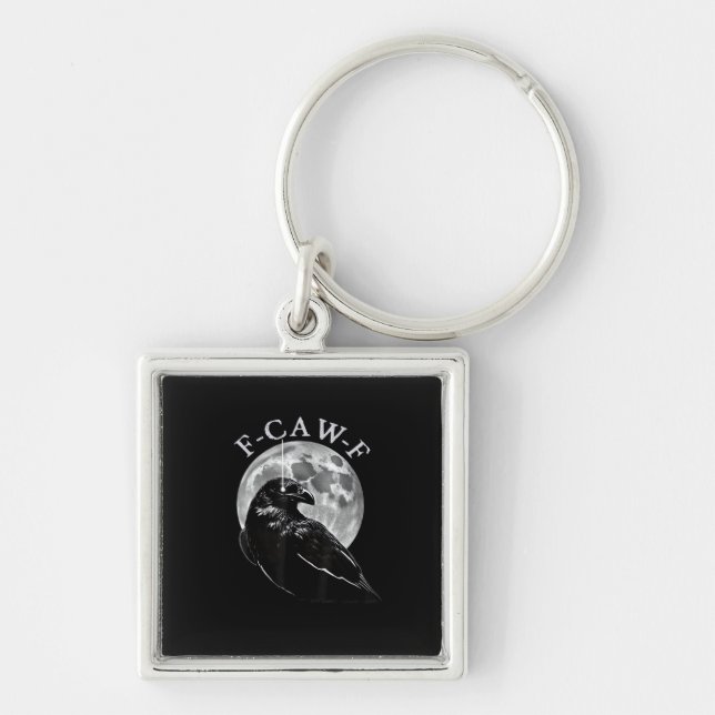 Crow F-Caw-F Funny Bird Moon Gothic Adult Humour C Key Ring (Front)