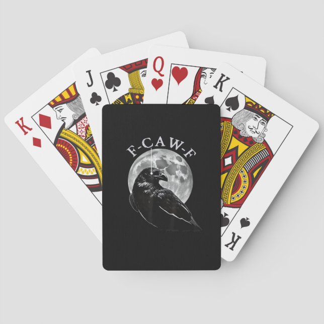 Crow F-Caw-F Funny Bird Moon Gothic Adult Humour C Playing Cards (Back)