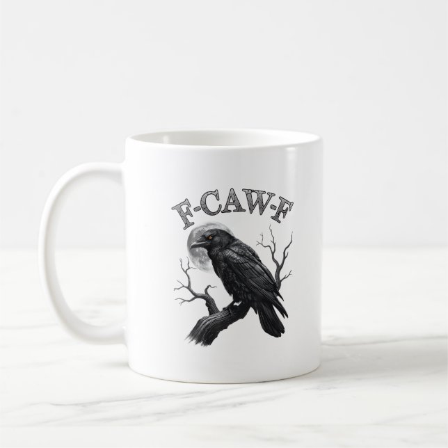 Crow, F-Caw-F Funny Bird Moon Gothic Adult Humour  Coffee Mug (Left)