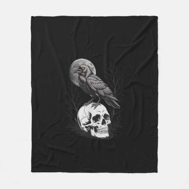 Crow, F-Caw-F Funny Bird Moon Gothic Adult Humour  Fleece Blanket (Front)