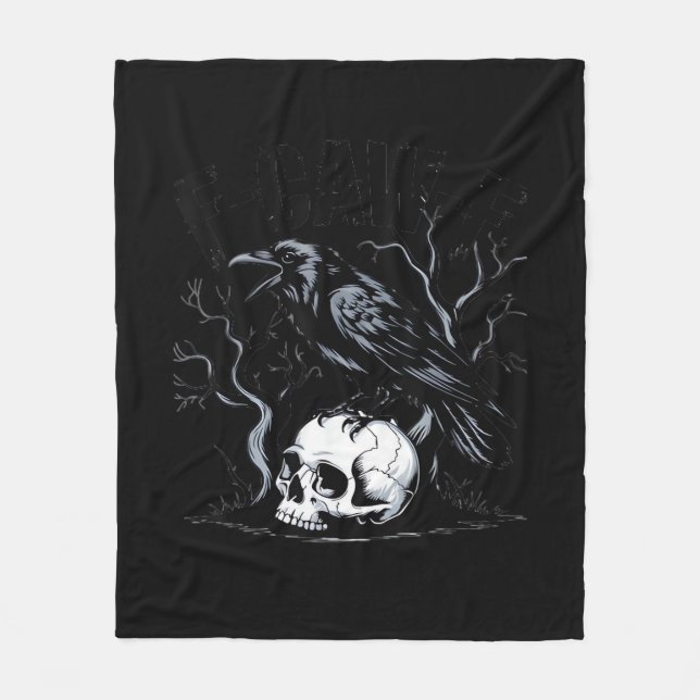 Crow, F-Caw-F Funny Bird Moon Gothic Adult Humour Fleece Blanket (Front)
