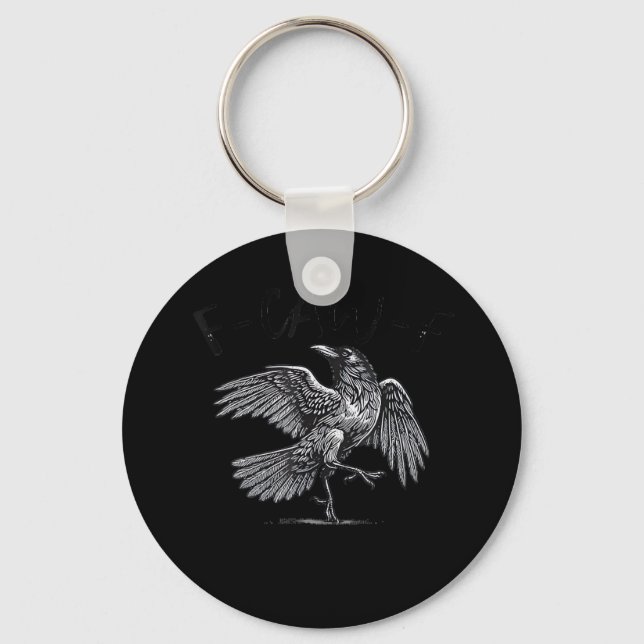 Crow, F-Caw-F Funny Bird Moon Gothic Adult Humour  Key Ring (Front)