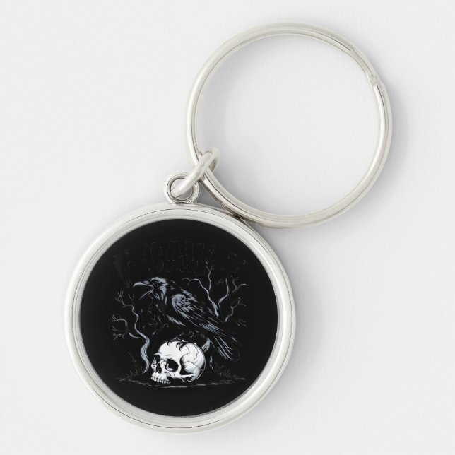 Crow, F-Caw-F Funny Bird Moon Gothic Adult Humour Key Ring (Front)