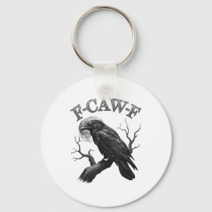 Crow, F-Caw-F Funny Bird Moon Gothic Adult Humour Key Ring
