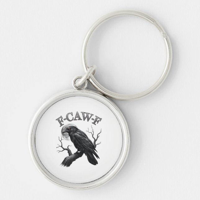 Crow, F-Caw-F Funny Bird Moon Gothic Adult Humour  Key Ring (Front)