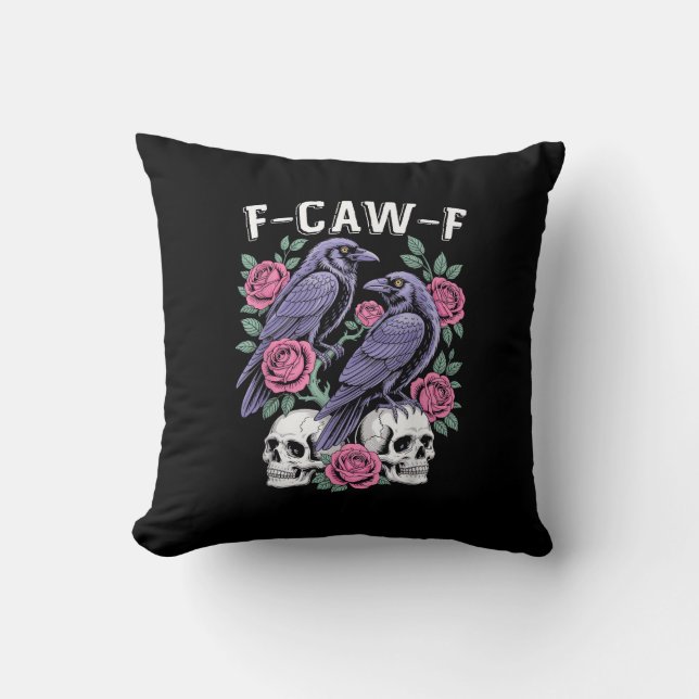 Crow F-Caw-F Funny Bird Moon Gothic Adult Humour M Cushion (Front)