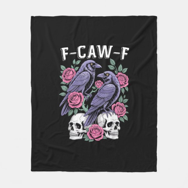 Crow F-Caw-F Funny Bird Moon Gothic Adult Humour M Fleece Blanket (Front)