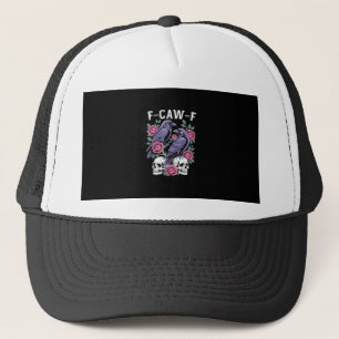 Crow F-Caw-F Funny Bird Moon Gothic Adult Humour M Trucker Hat
