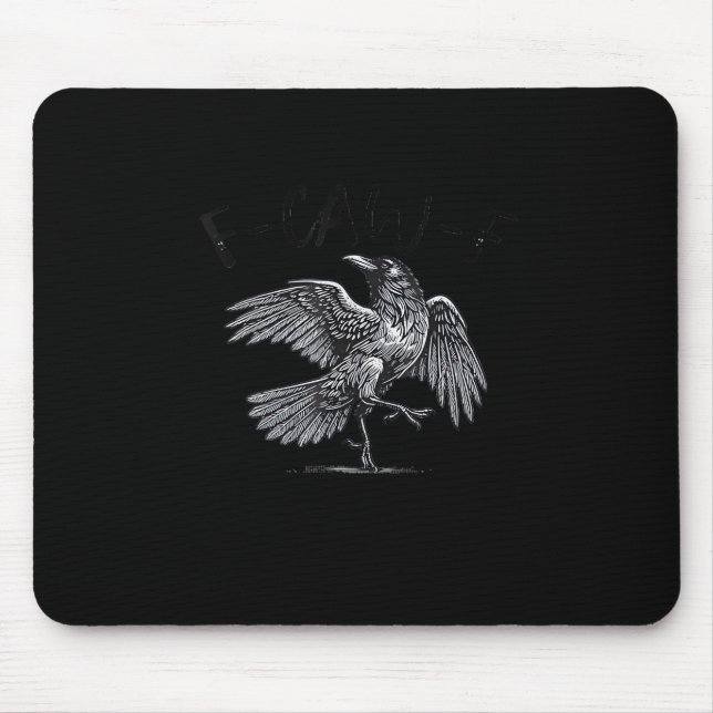 Crow, F-Caw-F Funny Bird Moon Gothic Adult Humour  Mouse Mat (Front)