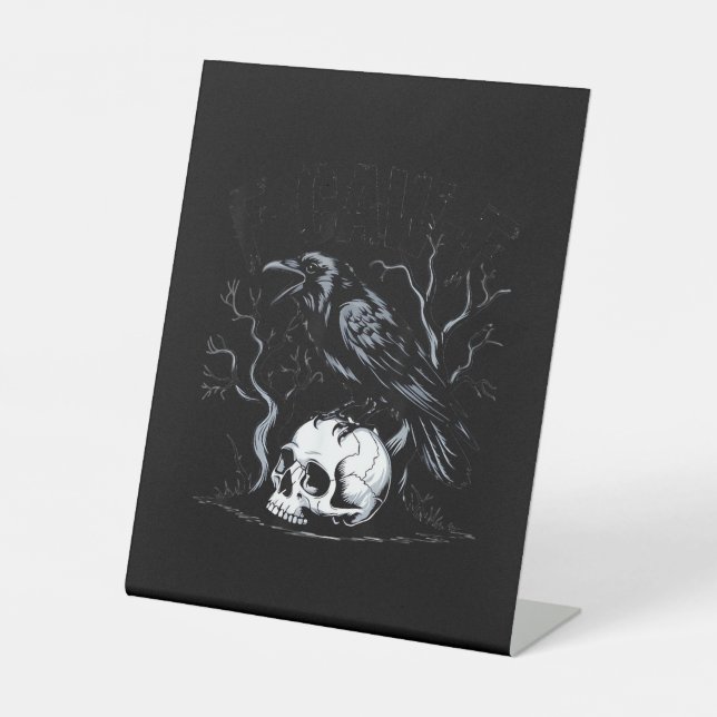 Crow, F-Caw-F Funny Bird Moon Gothic Adult Humour Pedestal Sign (Front)