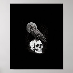 Crow, F-Caw-F Funny Bird Moon Gothic Adult Humour Poster