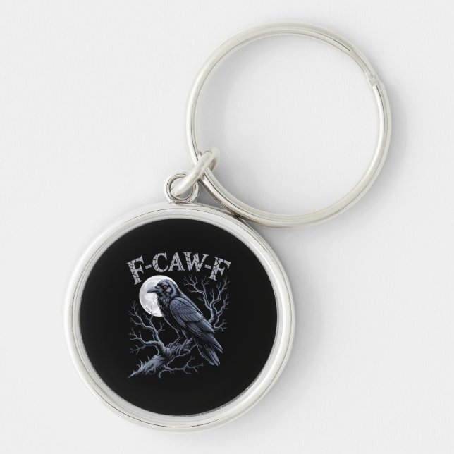 Crow F-Caw-F Funny Bird Moon Gothic Adult Humour R Key Ring (Front)