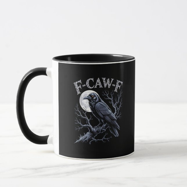 Crow F-Caw-F Funny Bird Moon Gothic Adult Humour R Mug (Left)