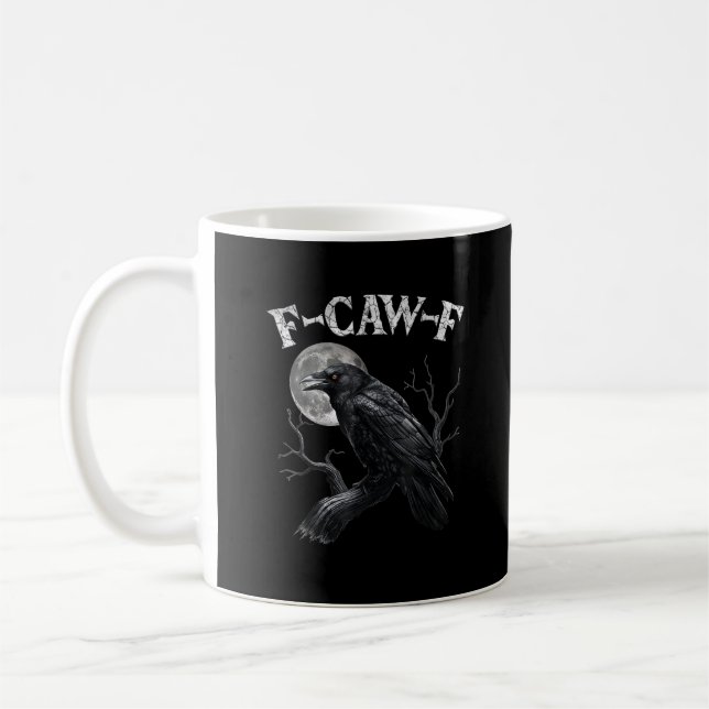 Crow F-Caw-F Funny Bird Moon Gothic Adult Humour V Coffee Mug (Left)