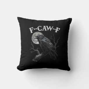 Crow F-Caw-F Funny Bird Moon Gothic Adult Humour V Cushion