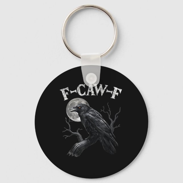 Crow F-Caw-F Funny Bird Moon Gothic Adult Humour V Key Ring (Front)