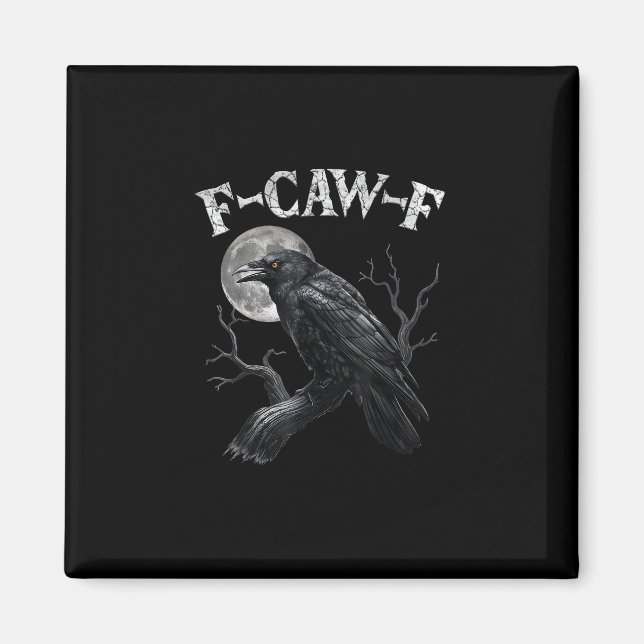 Crow F-Caw-F Funny Bird Moon Gothic Adult Humour V Magnet (Front)