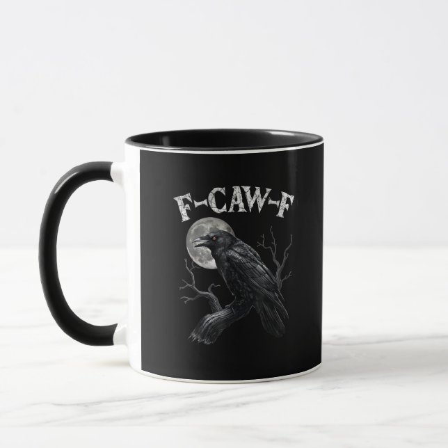 Crow F-Caw-F Funny Bird Moon Gothic Adult Humour V Mug (Left)