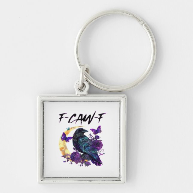Crow F Caw F Funny Bird Moon Gothic Design Key Ring (Front)