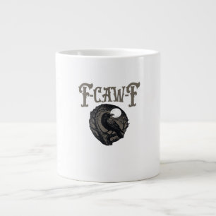 Crow, F-Caw-F Funny Bird Moon Gothic Retro Graphic Large Coffee Mug