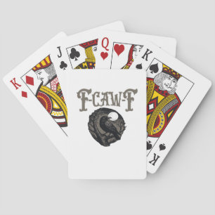Crow, F-Caw-F Funny Bird Moon Gothic Retro Graphic Playing Cards