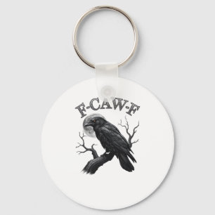 Crow, F-Caw-F Funny Bird Moon Gothic Tri-Blend Cre Key Ring