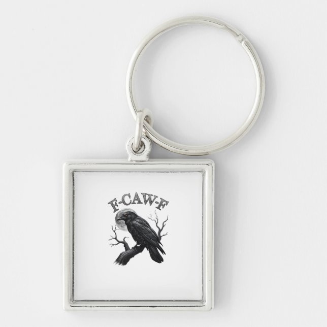 Crow, F-Caw-F Funny Bird Moon Gothic Tri-Blend Cre Key Ring (Front)