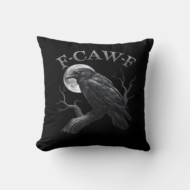 Crow F-Caw-F Funny Bird Moon Retro Classic Cushion (Front)