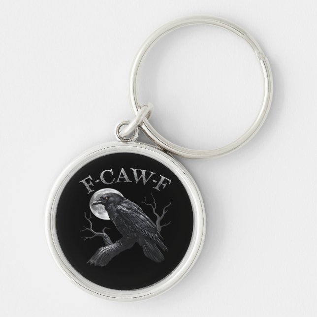 Crow F-Caw-F Funny Bird Moon Retro Classic Key Ring (Front)