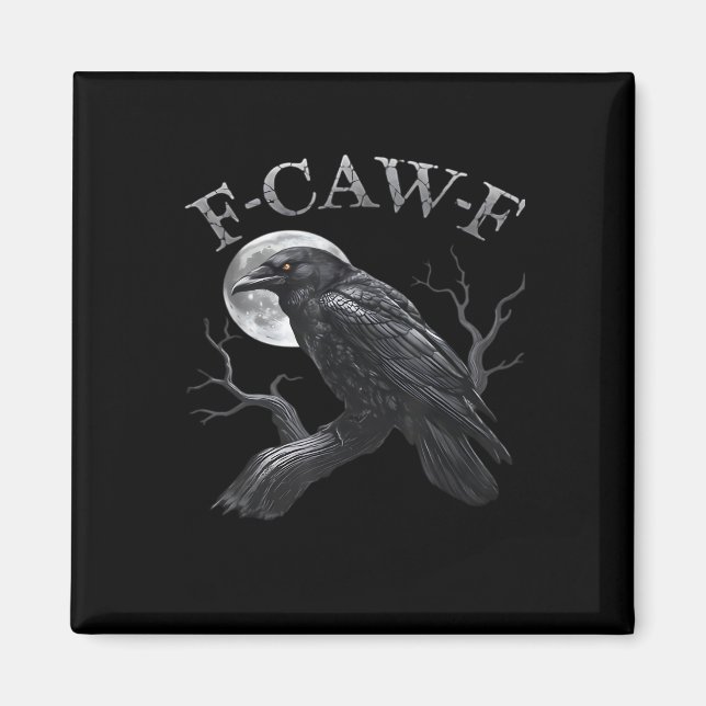 Crow F-Caw-F Funny Bird Moon Retro Classic Magnet (Front)